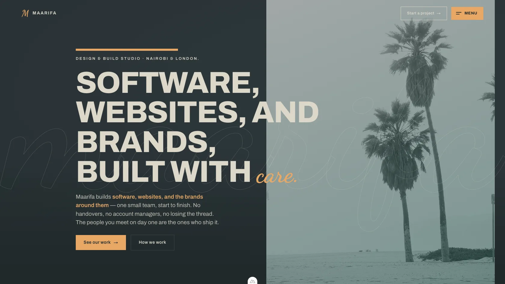 The Maarifa homepage — the studio site