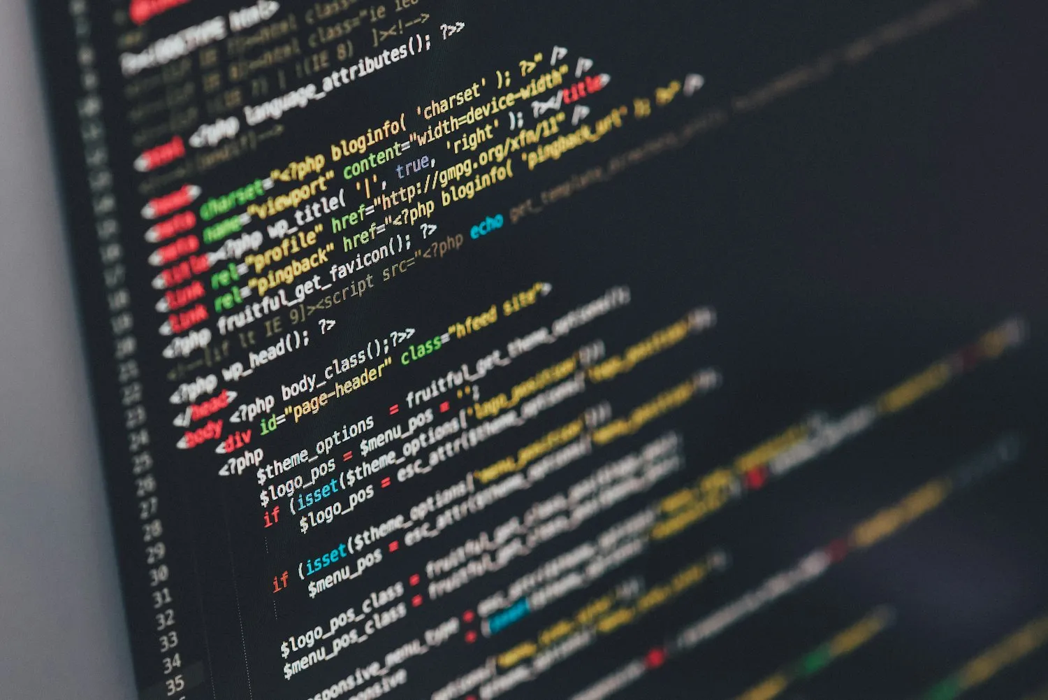 Syntax-highlighted code on a screen